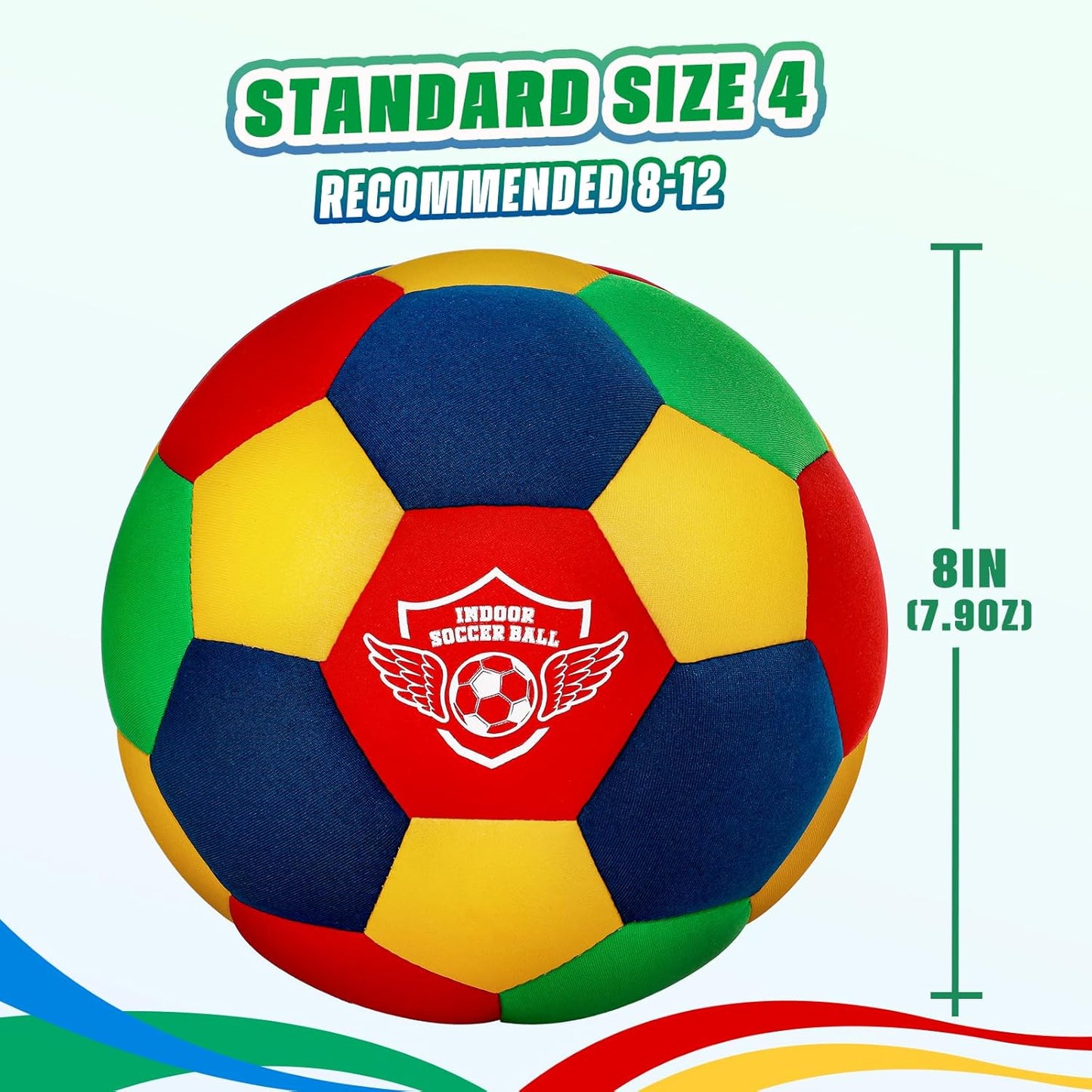 Jofuni Indoor Soft Football for House Home, Training Ball Standard Size 4 Soft & Safe Ball for Teenager 6-12 Indoor Dribbling, Training, Football Gift for Kids Boys(Size 4)