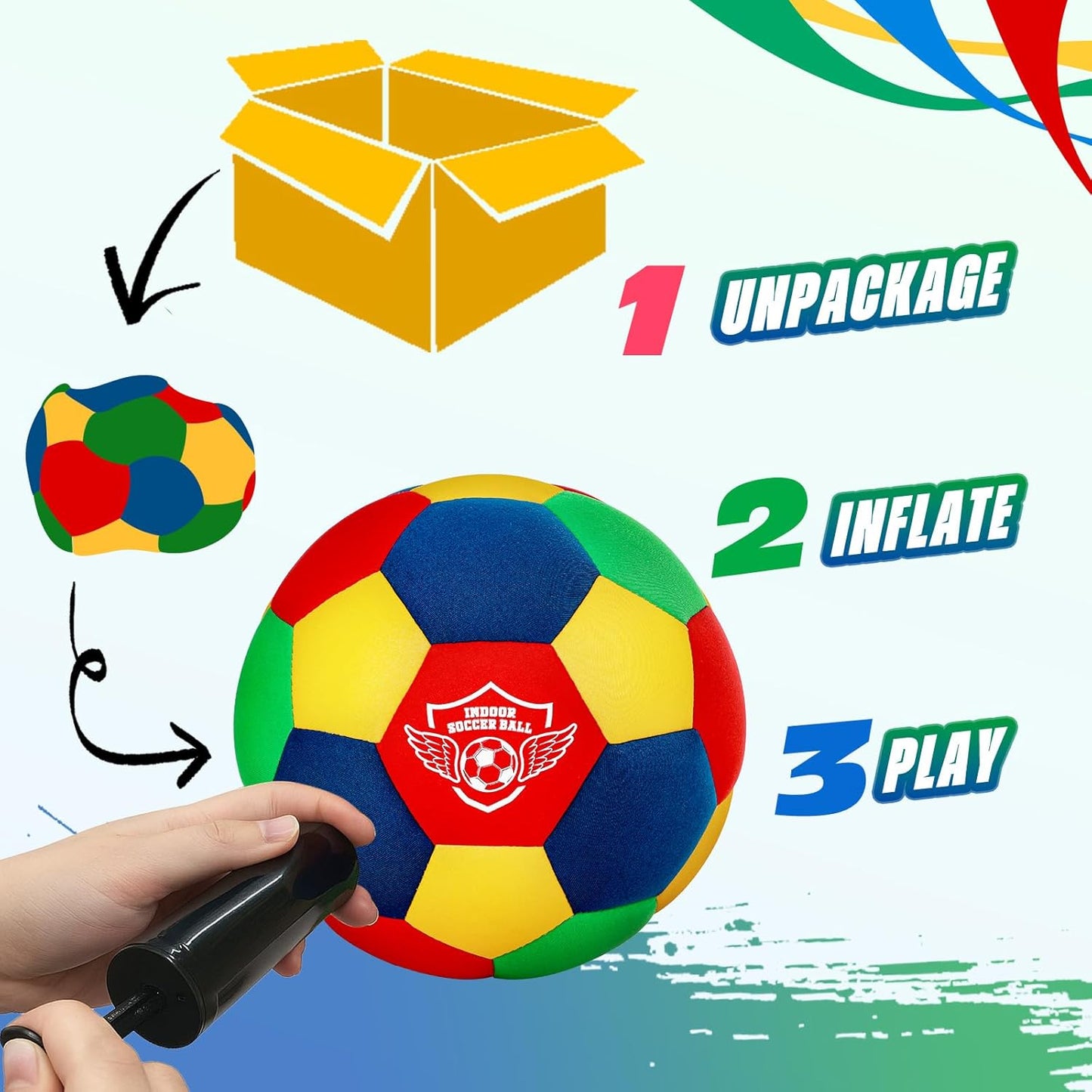 Jofuni Indoor Soft Football for House Home, Training Ball Standard Size 4 Soft & Safe Ball for Teenager 6-12 Indoor Dribbling, Training, Football Gift for Kids Boys(Size 4)