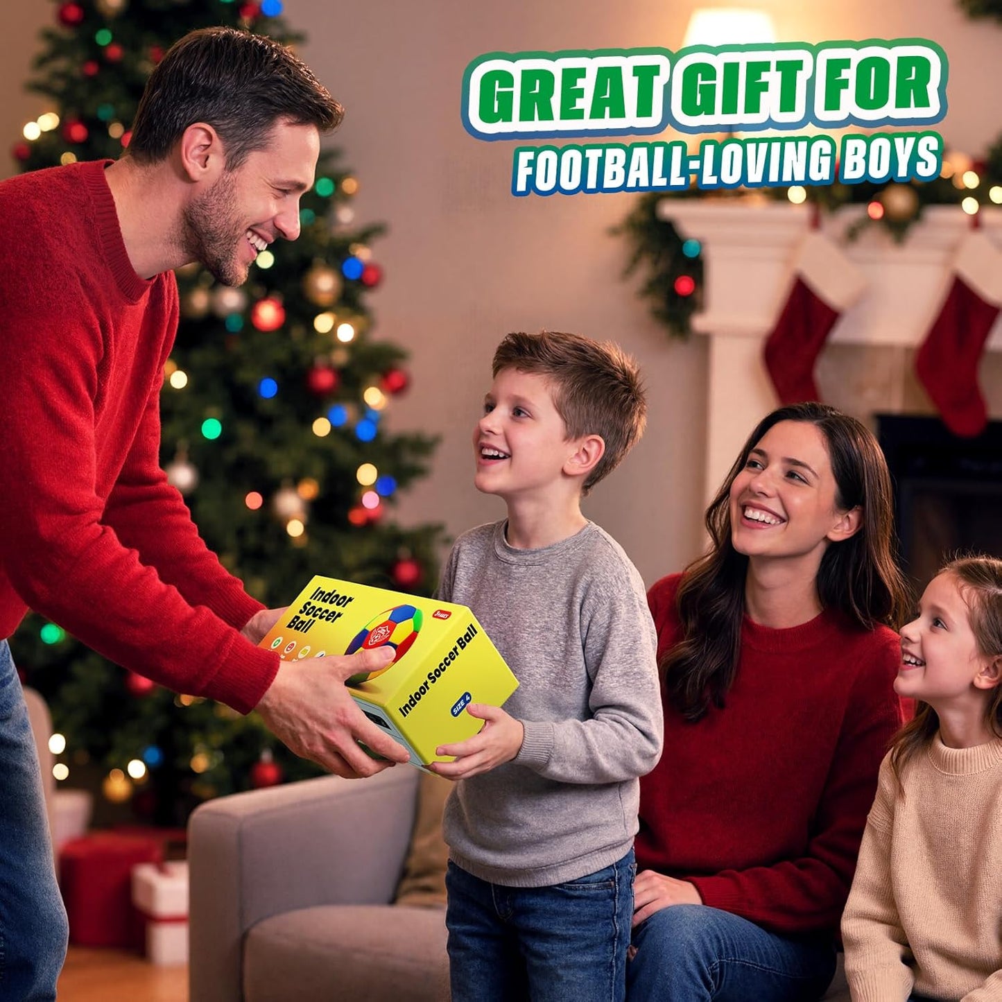Jofuni Indoor Soft Football for House Home, Training Ball Standard Size 4 Soft & Safe Ball for Teenager 6-12 Indoor Dribbling, Training, Football Gift for Kids Boys(Size 4)