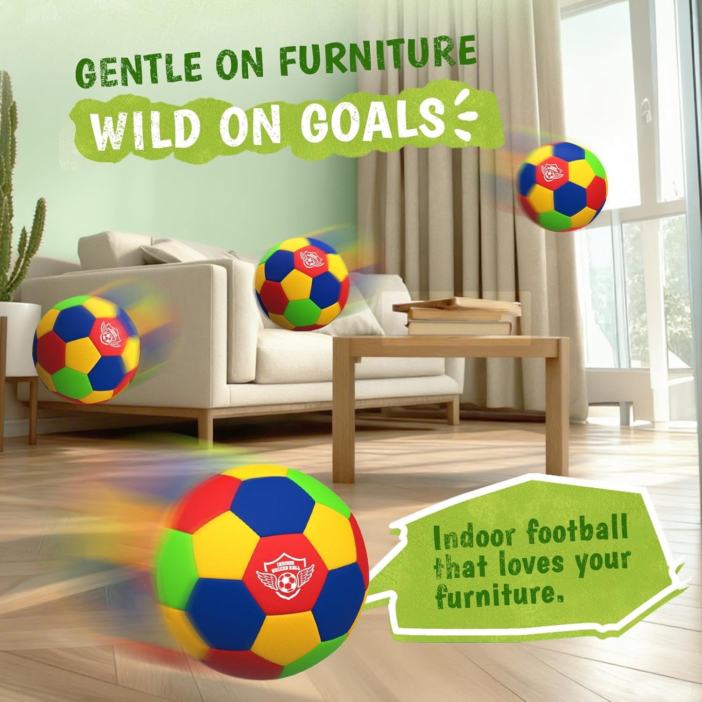 Jofuni Indoor Soccer Ball, Size 4 Soft Foam for Toddlers and Kids, Silent in House, for Youth Boys and Girls Aged 3-12 Years Old