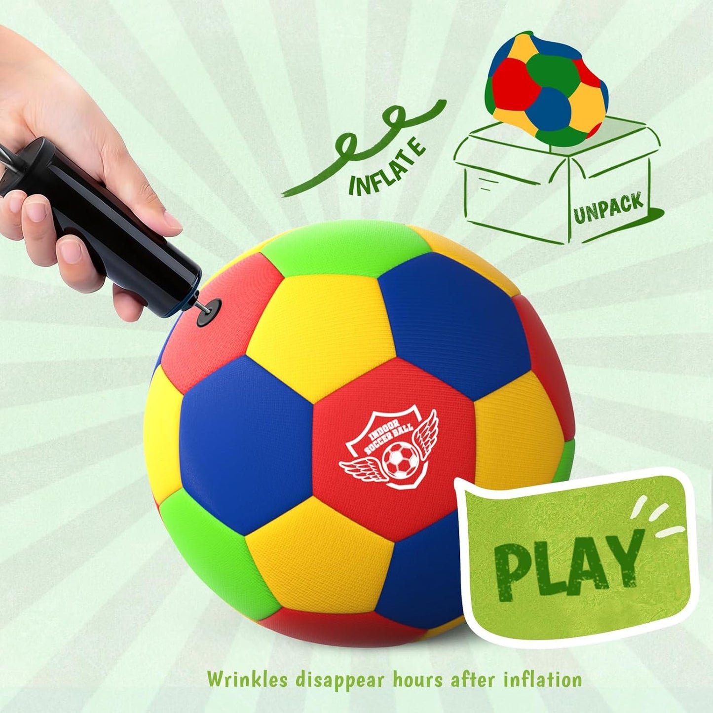 Jofuni Indoor Soccer Ball, Size 4 Soft Foam for Toddlers and Kids, Silent in House, for Youth Boys and Girls Aged 3-12 Years Old