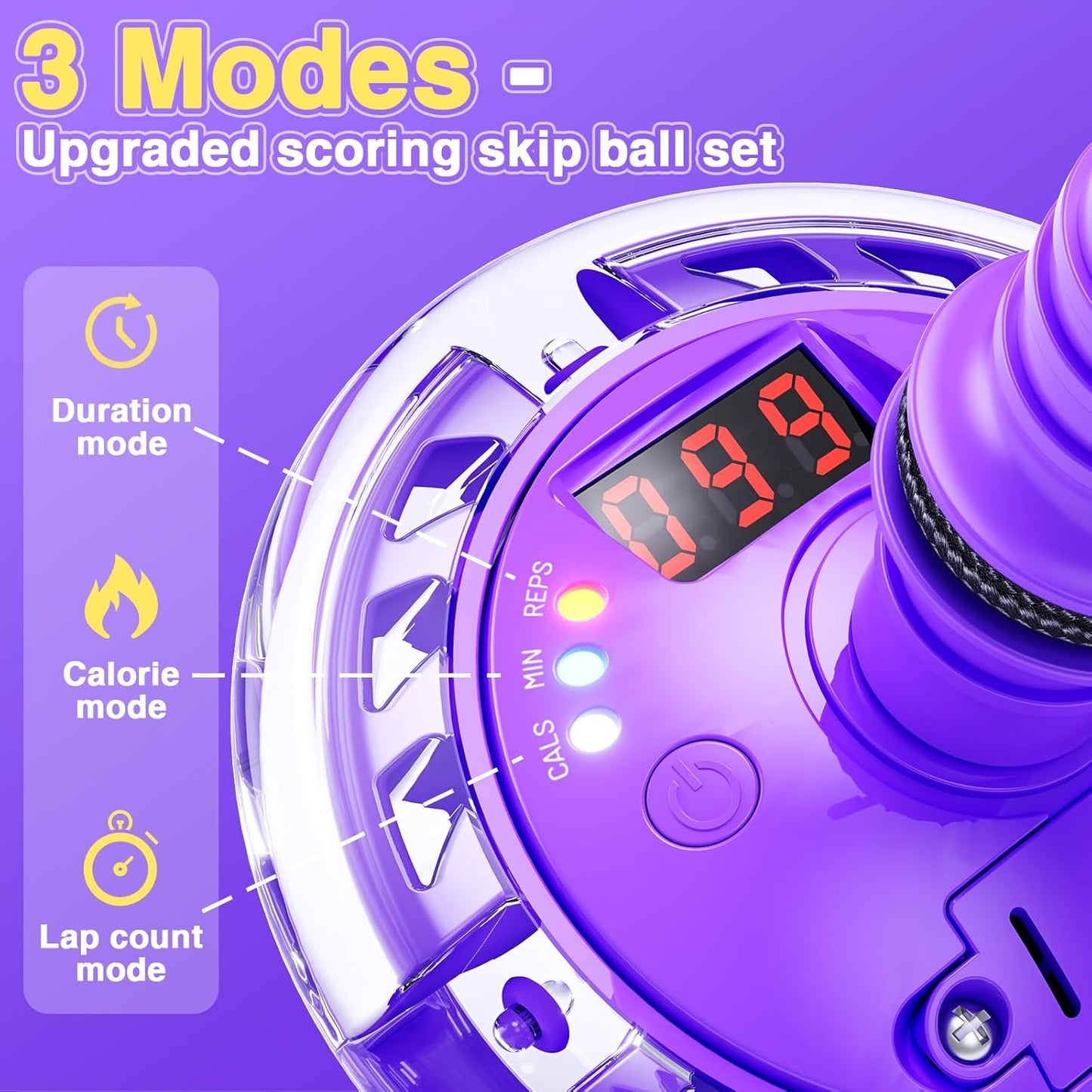 Jofuni Ankle Skip Ball for Kids with Counter, Timer, Cal Calculator, Girl Birthday Gifts for Age 5 6 7 8 9 10, Battery Powered Foldable Outdoor Sports Toy for 6-10 Year Old Girl Easter Gifts (Purple)