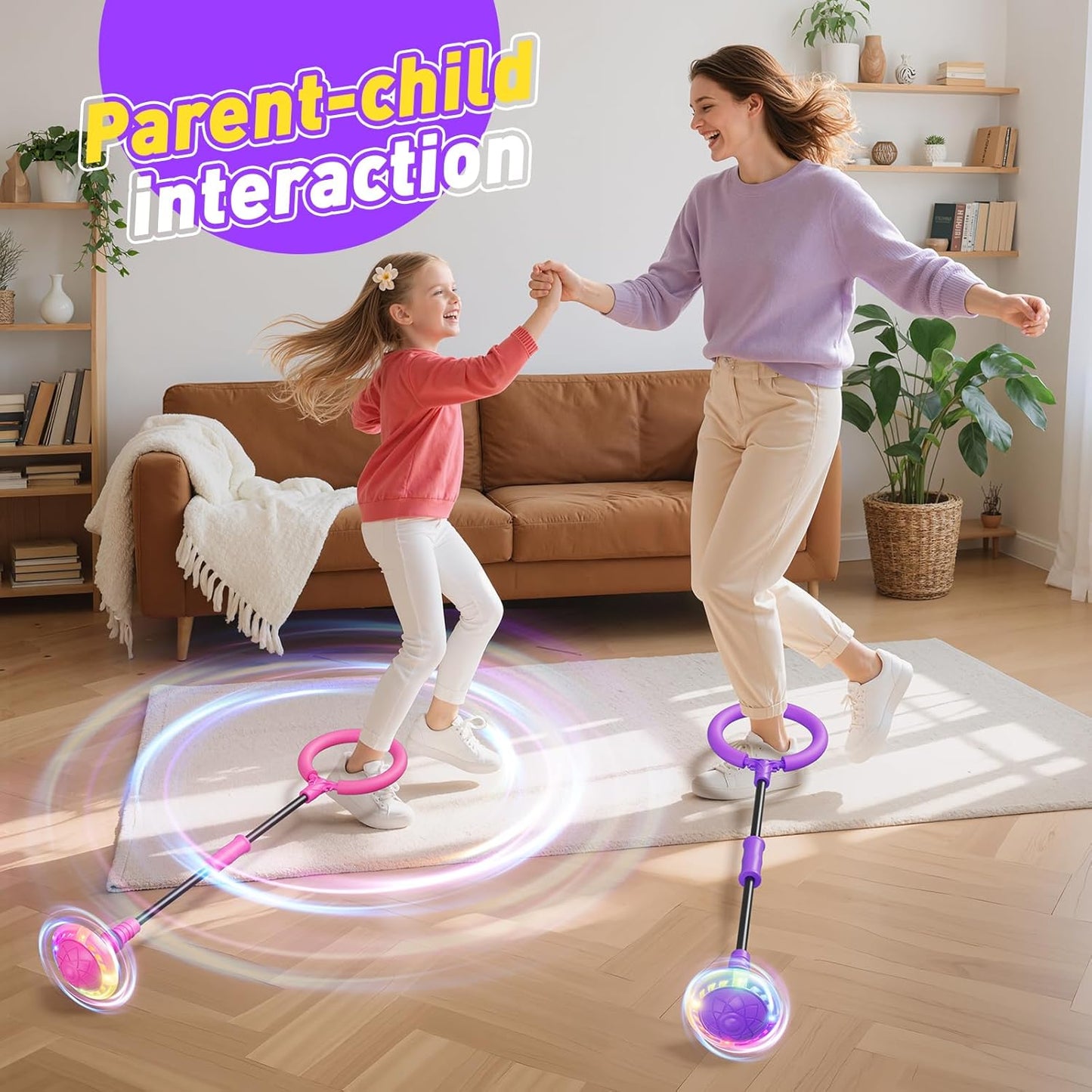Jofuni Ankle Skip Ball for Kids with Counter, Timer, Cal Calculator, Girl Birthday Gifts for Age 5 6 7 8 9 10, Battery Powered Foldable Outdoor Sports Toy for 6-10 Year Old Girl Easter Gifts (Purple)