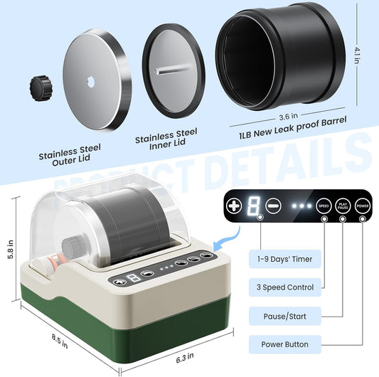 Jofuni Professional Rock Tumbler Machine, Rocks Polishing Machine Kit with Noise Reduction Cover for Kids, Adults & Rock Collector, 3-Speed Motor & 9-Day Timer, Geology Hobby Toy Gift (2026 Upgrade)