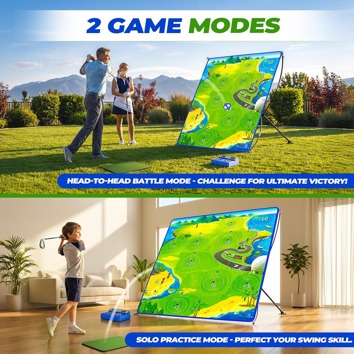 Jofuni Electronic Scoring Golf Chipping Game Set Gift for Kids and Adults | Indoor Outdoor Golf Target Mat with LED Scoreboard, Voice Announcements, Garden Games for Boys Girls Age 6+