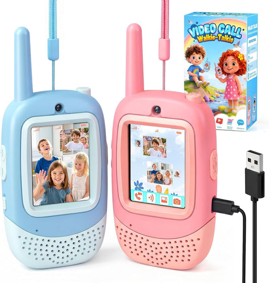 Jofuni Video Walkie Talkies for Kids, 2 Pack with Camera and Real-Time Calls | Rechargeable Kids Walkie Talkies Magic Voice Changer, Photo Camera, Interactive Toys Gifts for 3-12 Year Old Boys Girls