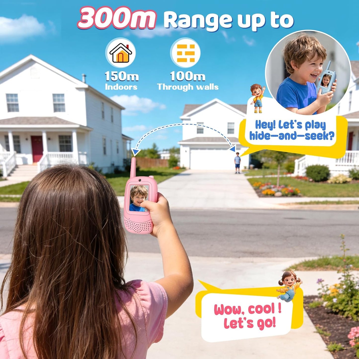 Jofuni Video Walkie Talkies for Kids, 2 Pack with Camera and Real-Time Calls | Rechargeable Kids Walkie Talkies Magic Voice Changer, Photo Camera, Interactive Toys Gifts for 3-12 Year Old Boys Girls